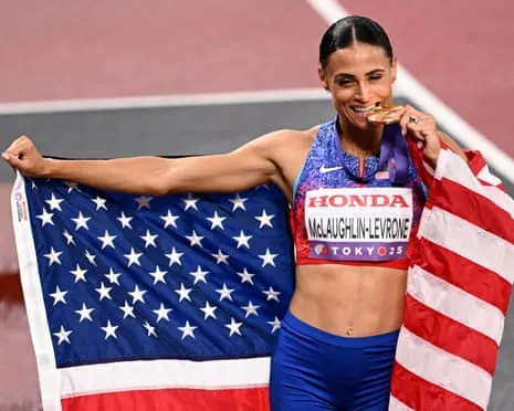 The American sprinter posts speediest female 400m in 40 years to win championship title