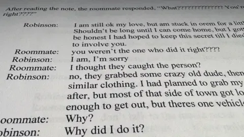 Detailed Message Log Involving Charlie Kirk Accused and Co-resident
